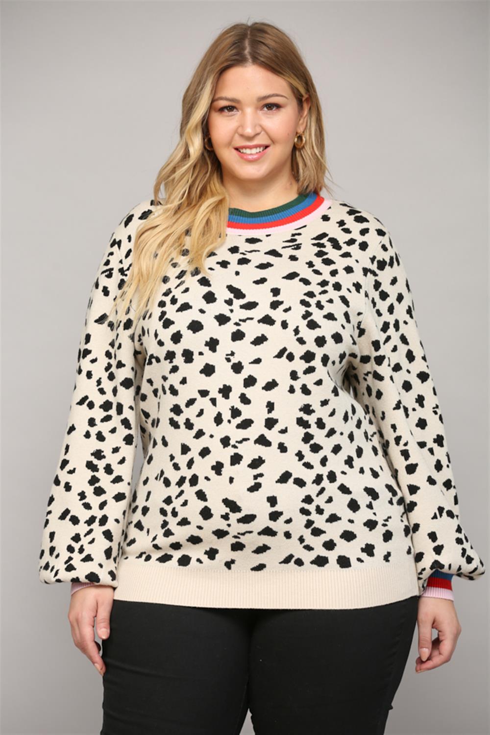 The Perguia Kat Animal Jacquard Kint Sweater Curve +