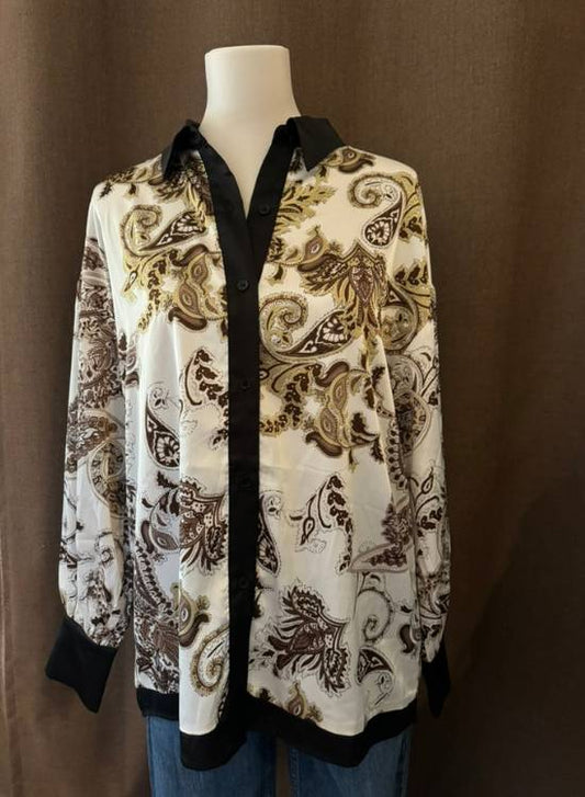 Brown Paisley Satin Show Shirt