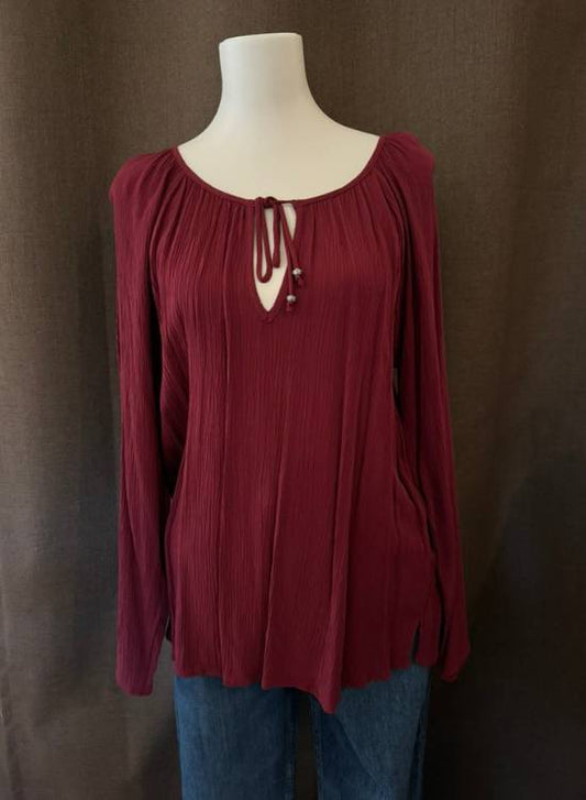 The Cruz Red Tie Front Blouse