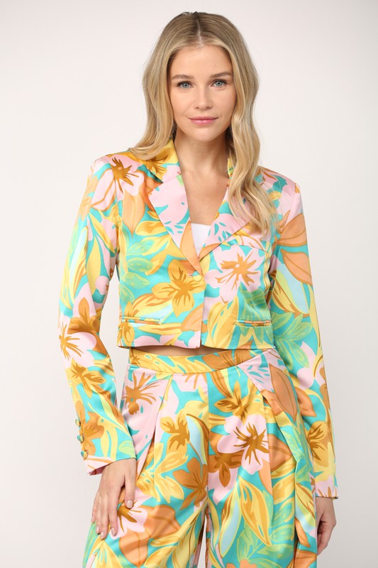 The Chey Kat Tropical Crop Blazer