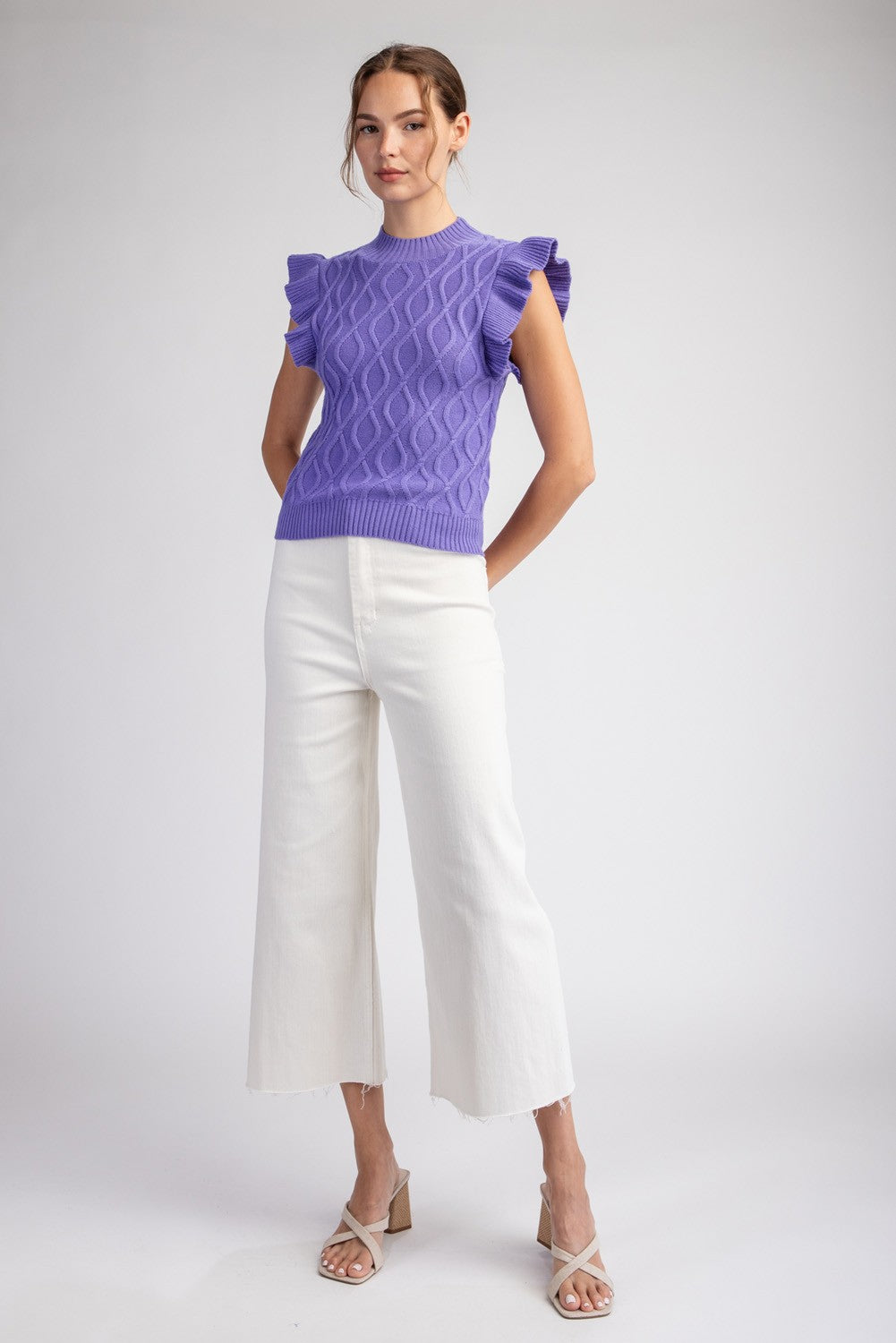 Jenny Kat Ruffle Textured Sleeveless Sweater