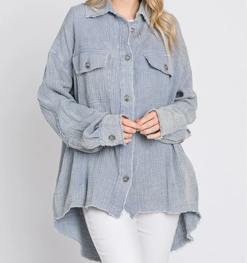 The Evyn Solid Button Down Shacket