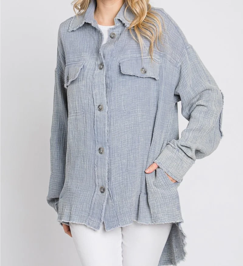 The Evyn Solid Button Down Shacket