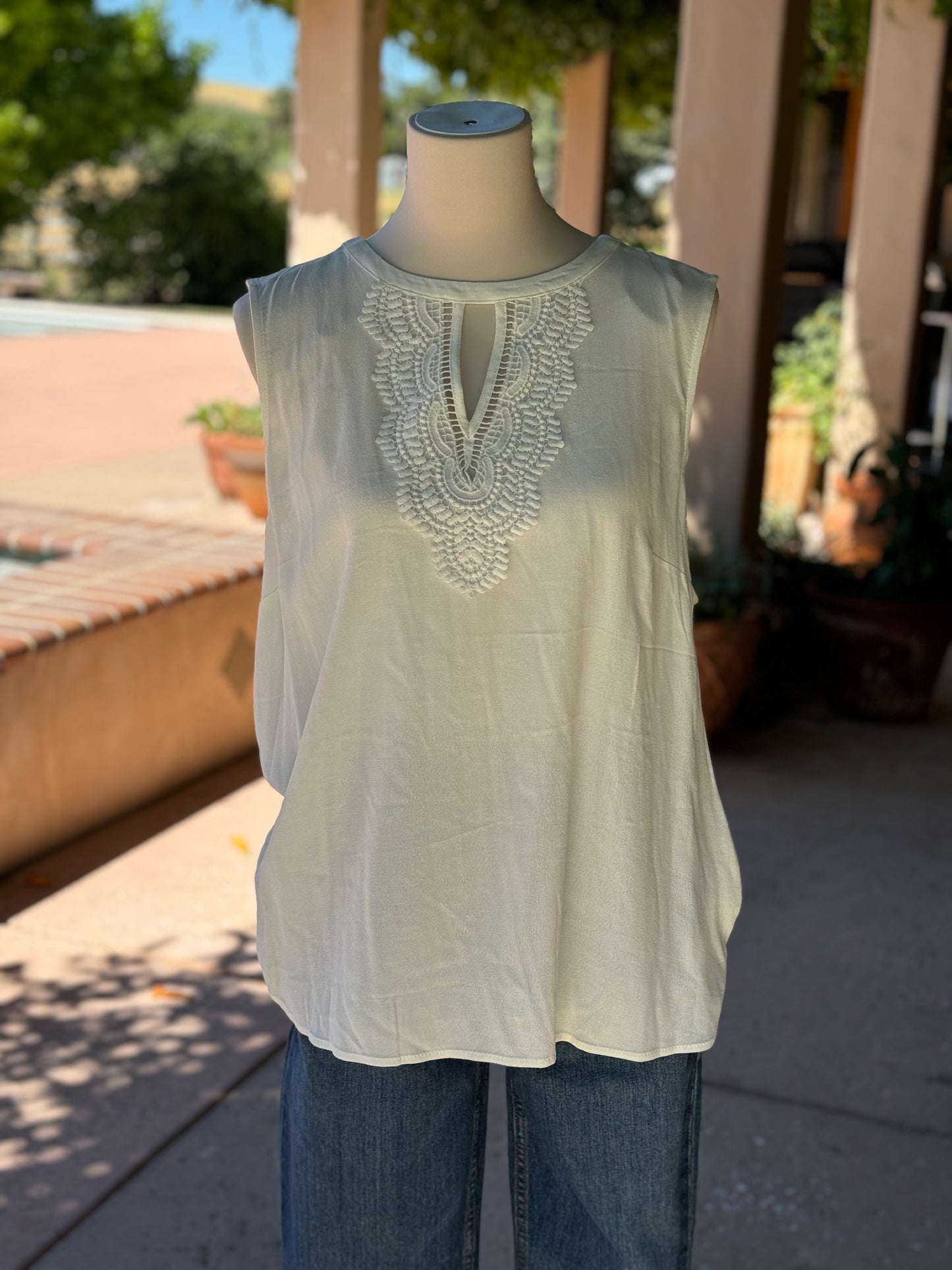 Brocade White Tank