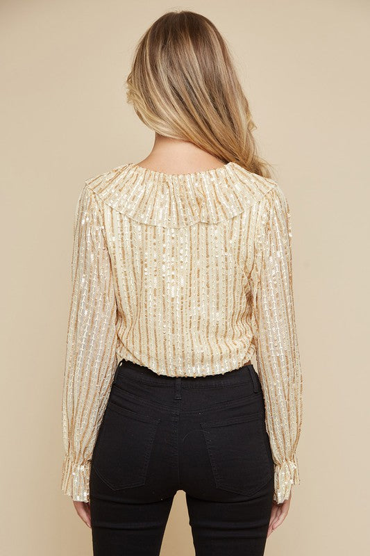 The Veuve Ruffle Sequin Crop