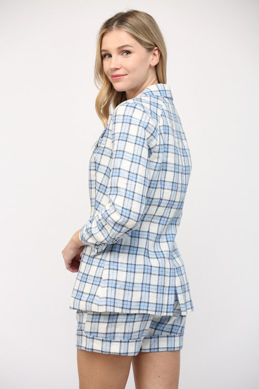 The Club Kat Plaid Linen Blazer