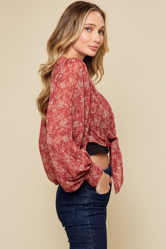 The Rosa Print Front Tie Kimono