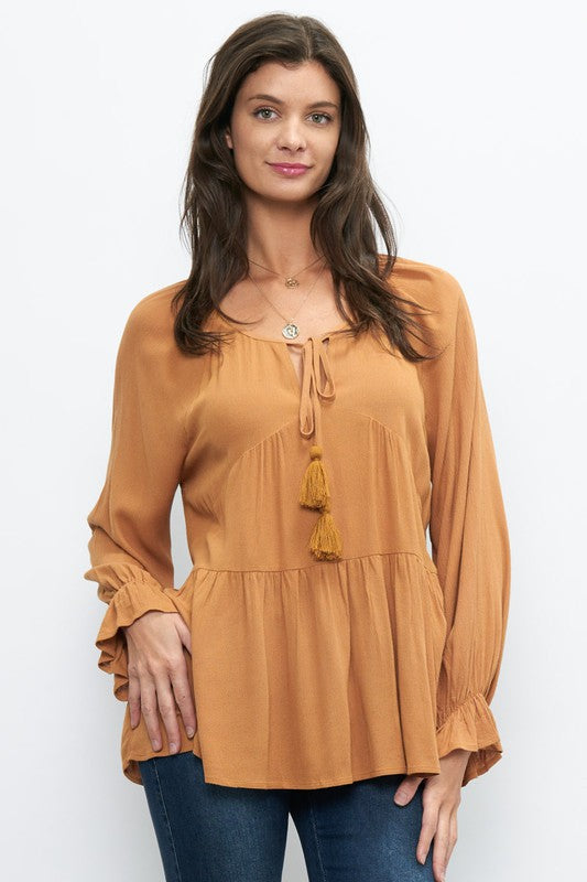 The Caldwell Kat Tassel Tie Blouse