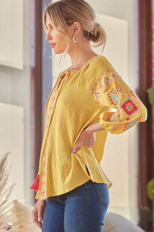 The Bella Bobbi Embroidered Linen Blouse