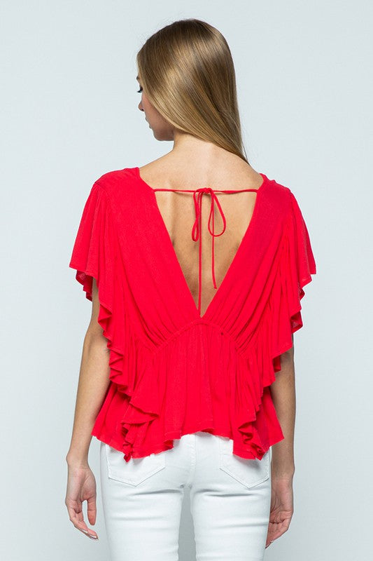 The Godewyn Kat Tie Back Ruffle Blouse