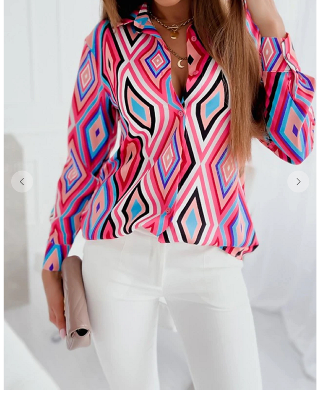 Geometric Diamond Button Up Women Shirt