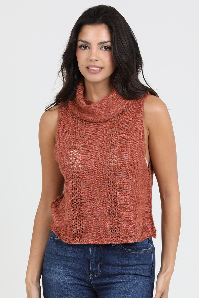 Lyra Kat Cowl Neck Sweater Tank