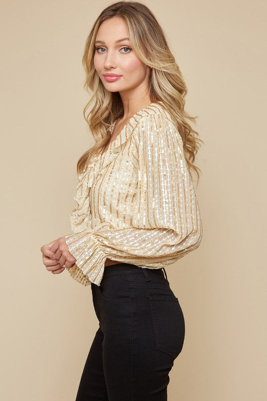 The Veuve Ruffle Sequin Crop