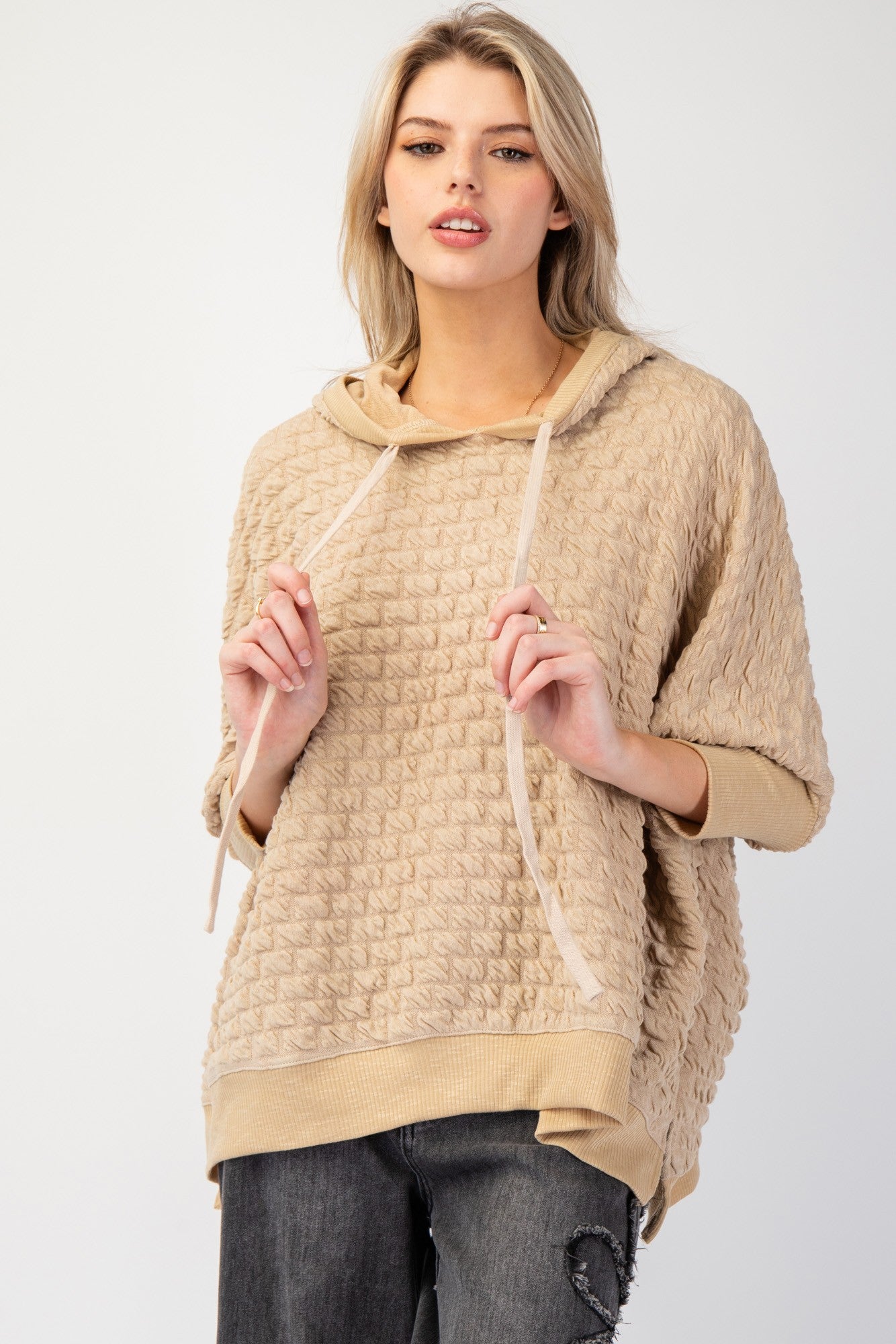 Puff Textured Hacci Knit Pullover