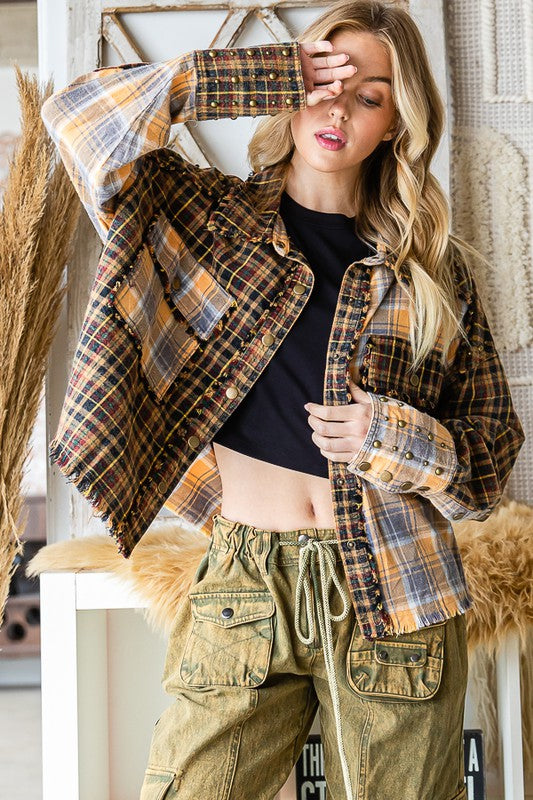 The Scottsdale Kat Flannel Studded Shacket