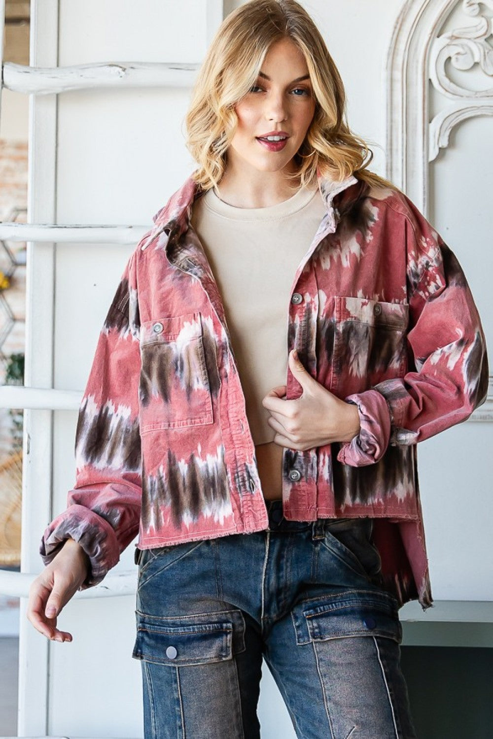 The Karson Kat Tie Dye Corduroy Over Shirt