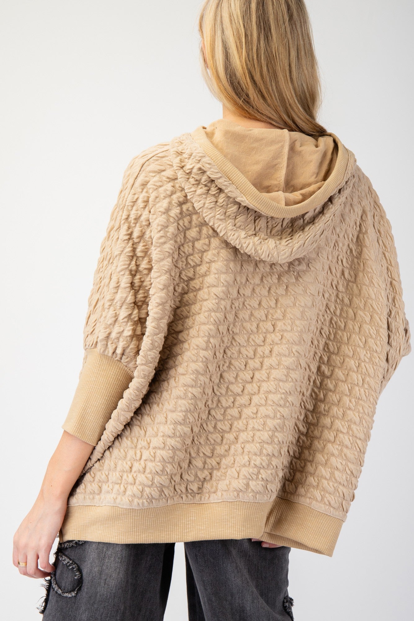 Puff Textured Hacci Knit Pullover