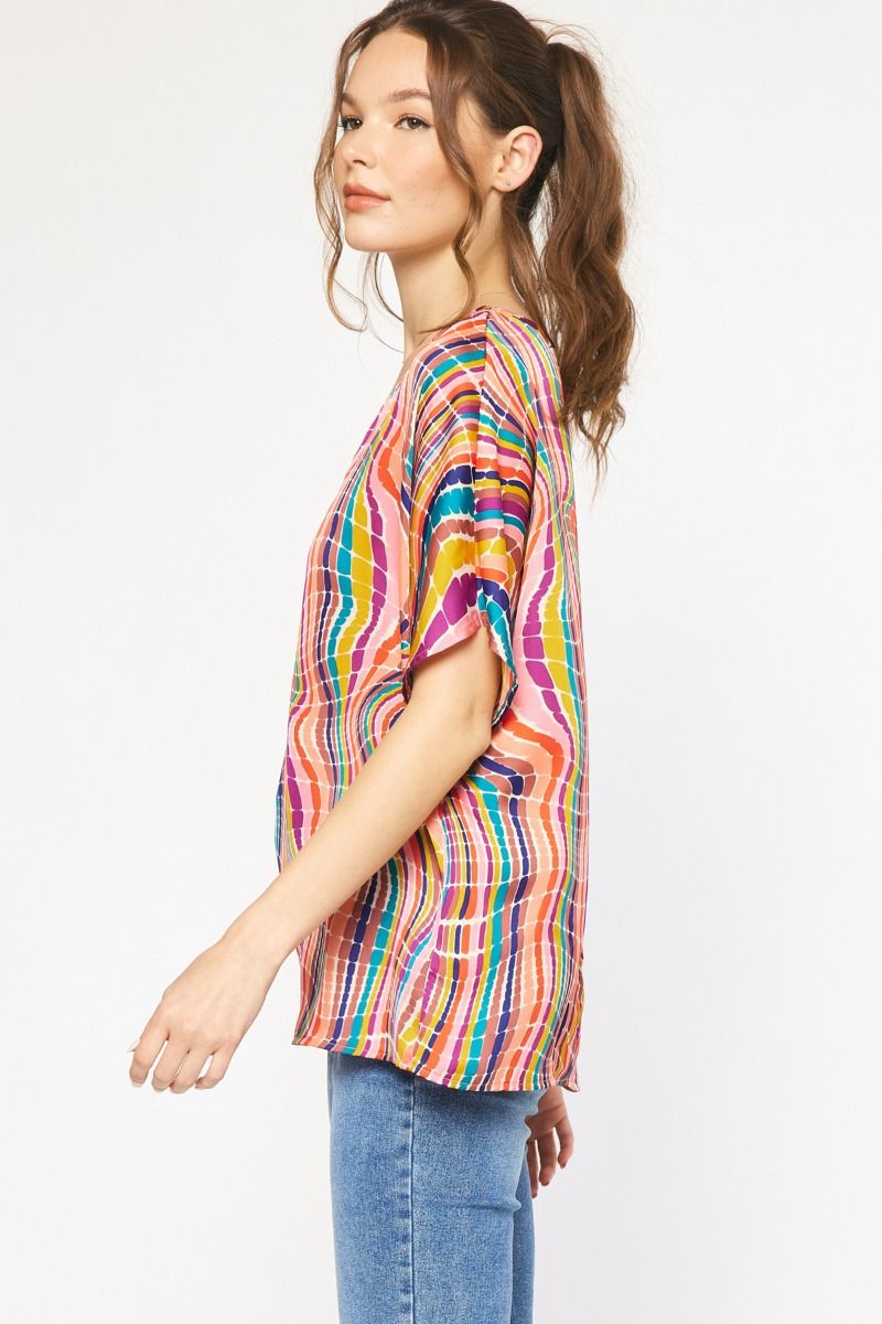 The McMann Kat Swirl V Neck Top