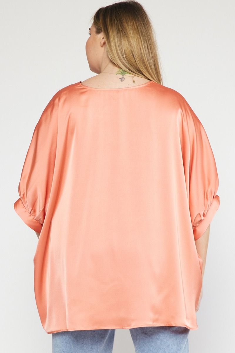 v neck satin blouse