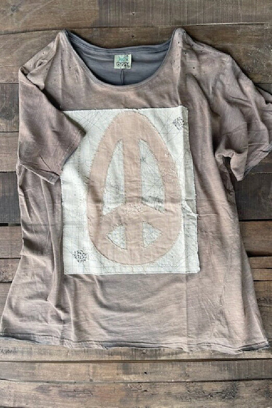 Tattered Tee Peace Tee in Wine