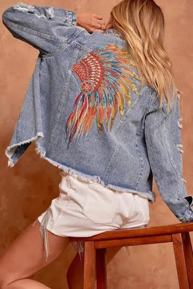 Chief Outlaw Embroidered Denim Jacket