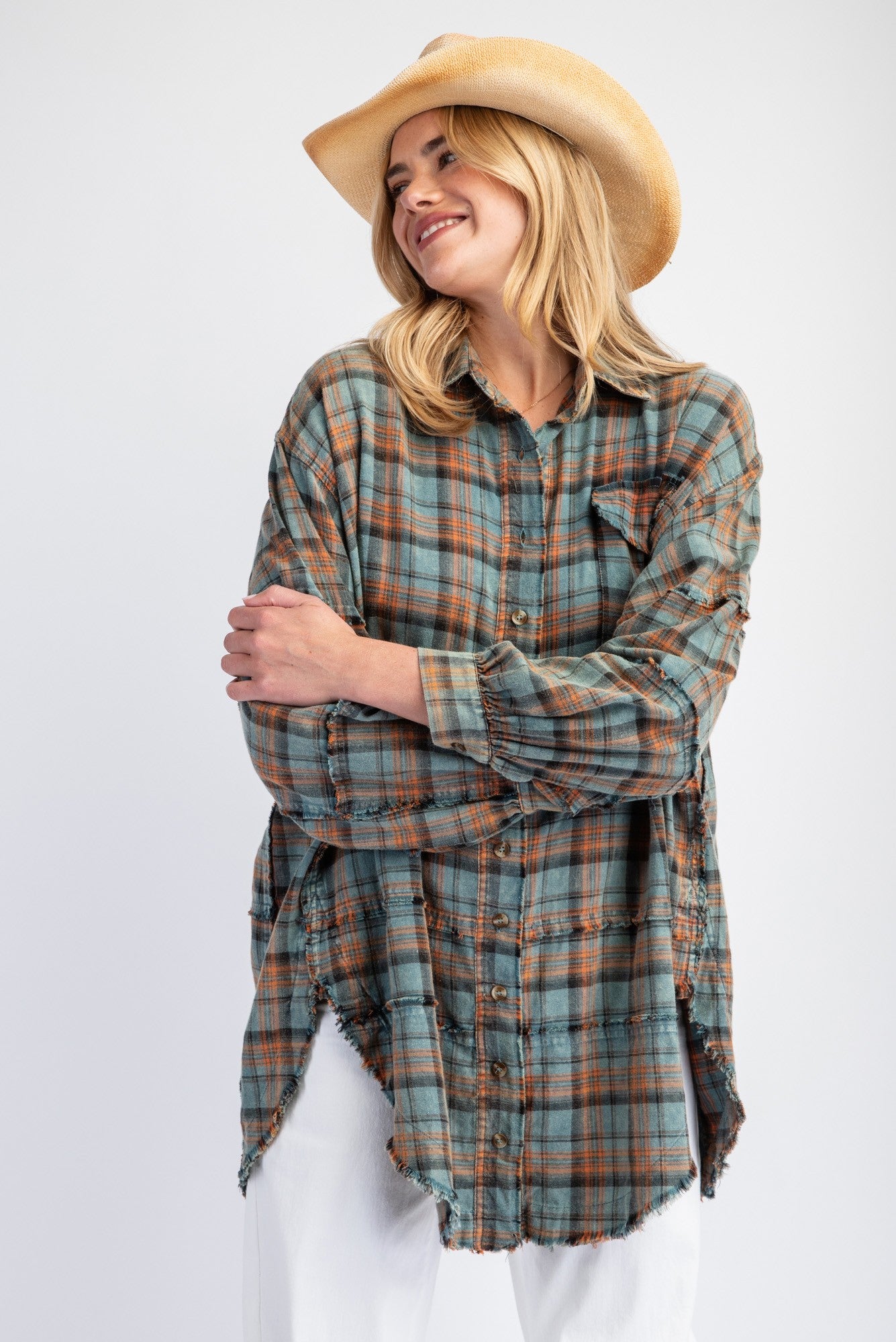 Mineral Washed Plaid Shirt