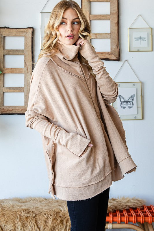 The Audrey Kat Oversize Collared Zip Up