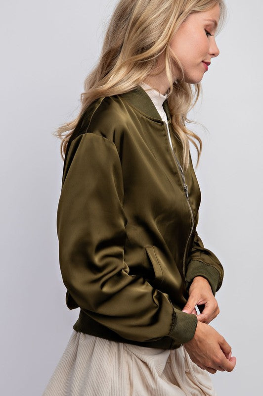 The Garrett Kat Satin Bomber