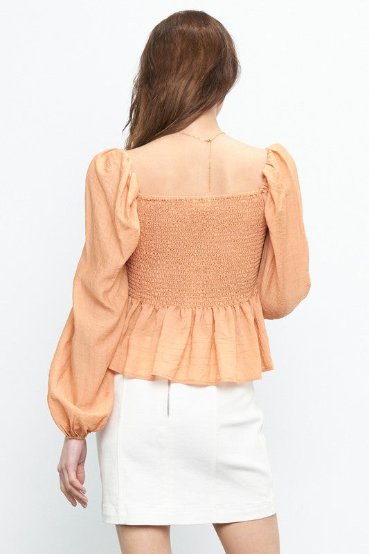 The Scheana Smocked Square Neck Blouse