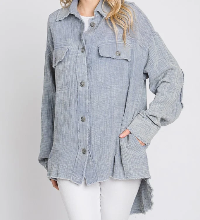 The Evyn Solid Button Down Shacket