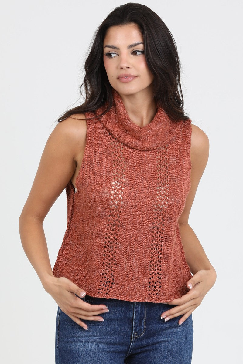 Lyra Kat Cowl Neck Sweater Tank