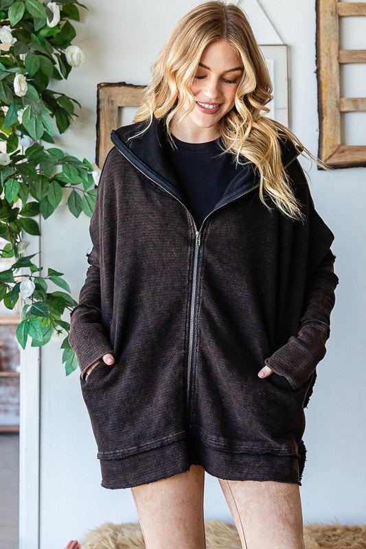 The Audrey Kat Oversize Collared Zip Up