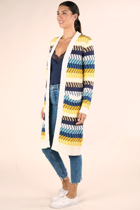 The Collins Striped Cable Cardigan