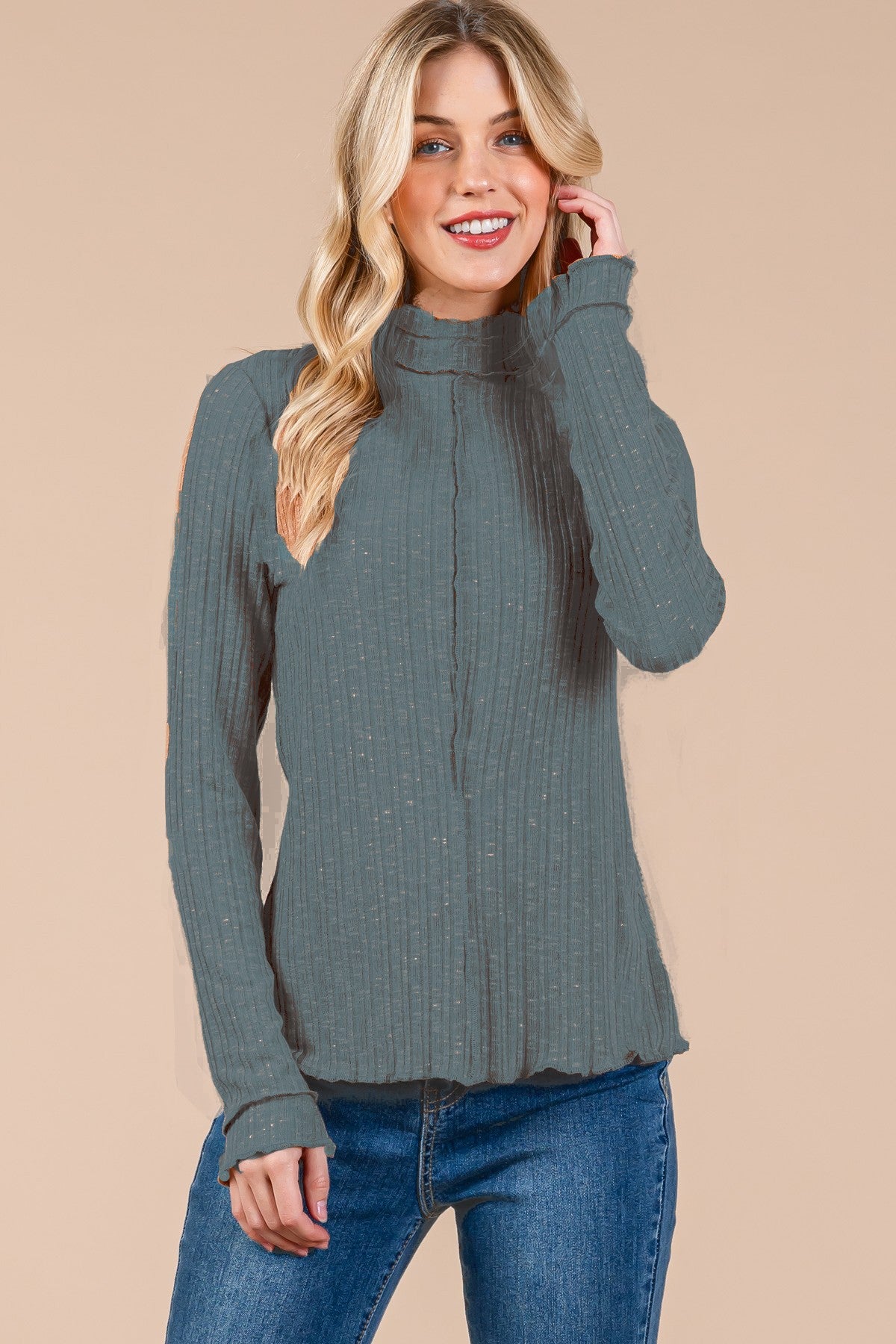 Jo Kat Long Sleeve Mock Neck Top