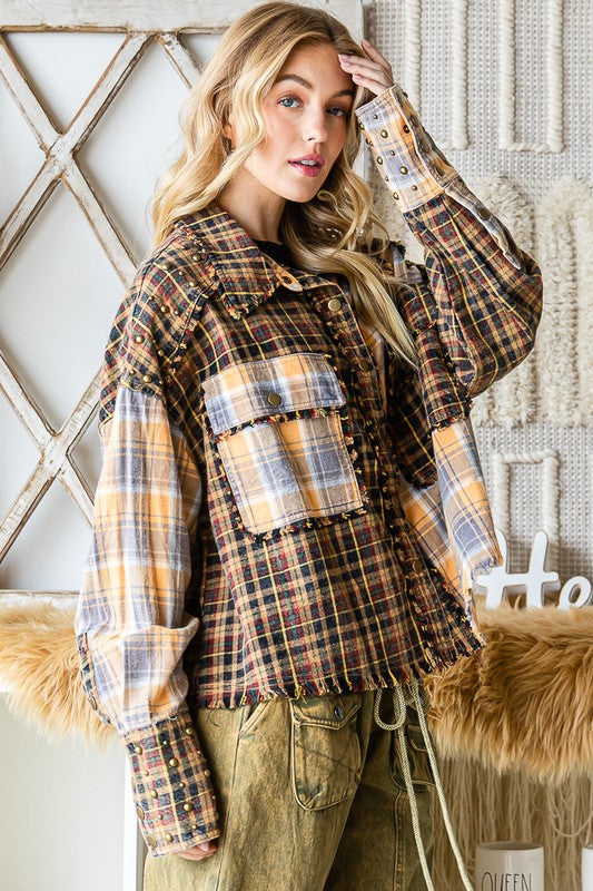 The Scottsdale Kat Flannel Studded Shacket