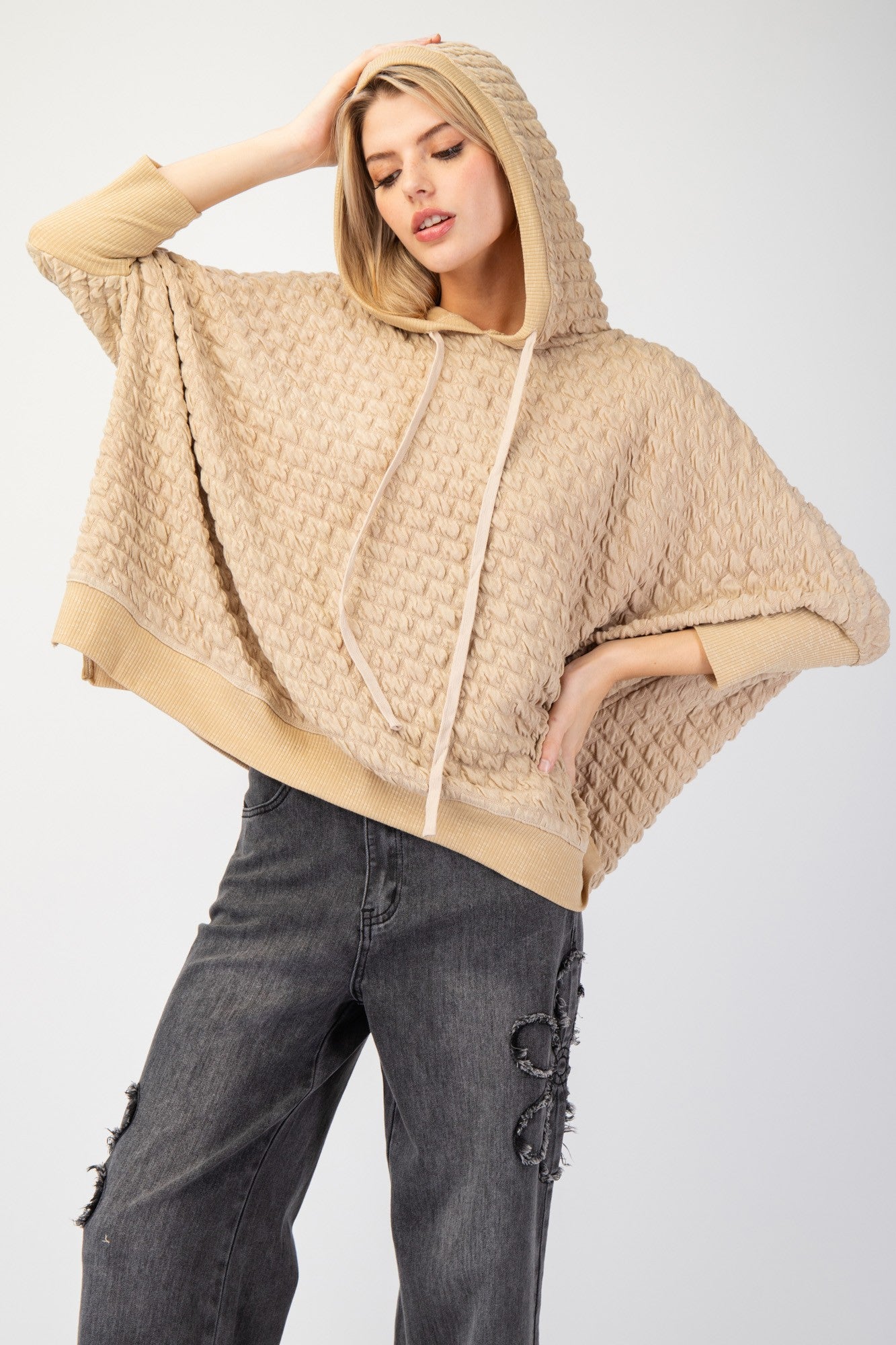 Puff Textured Hacci Knit Pullover