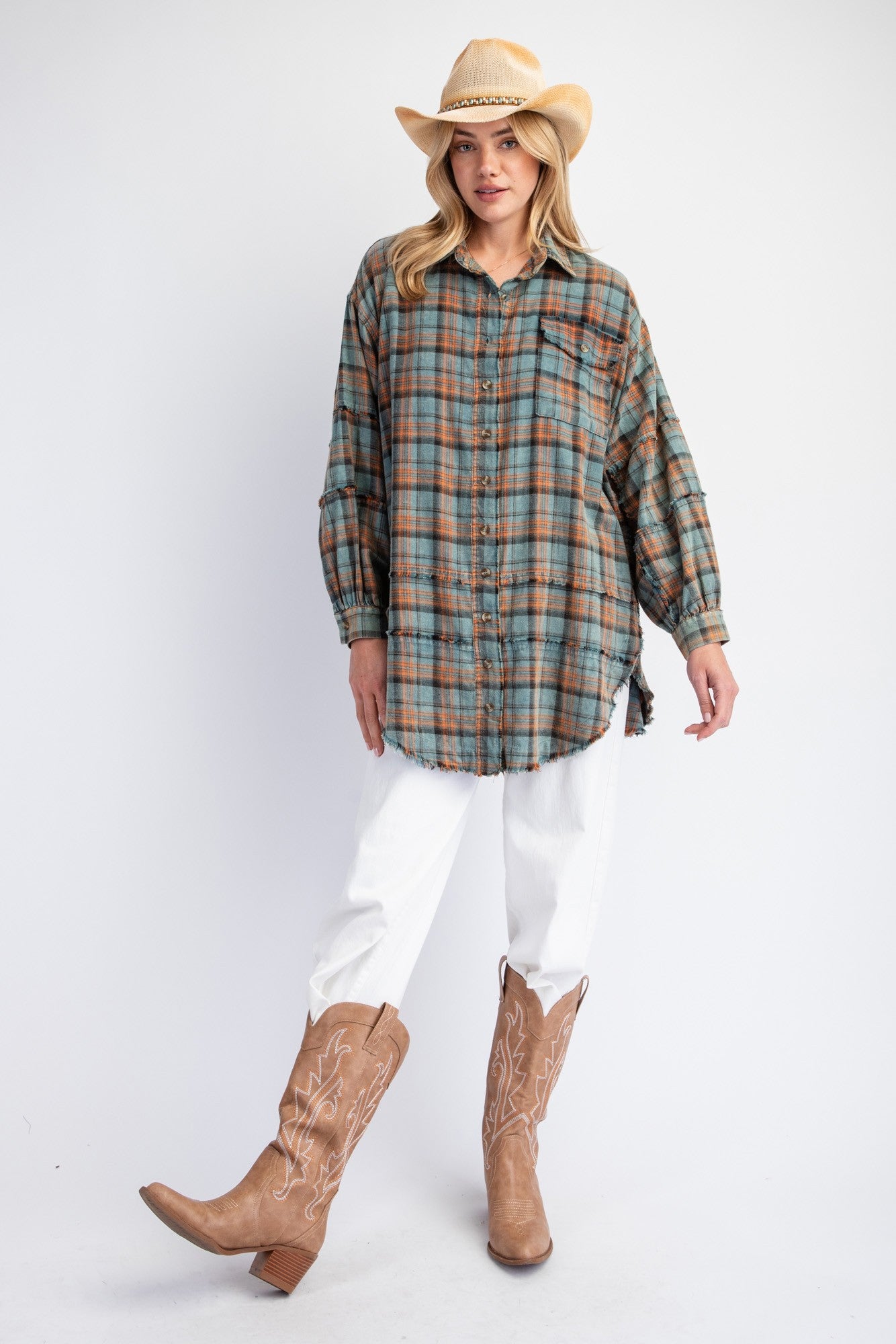 Mineral Washed Plaid Shirt