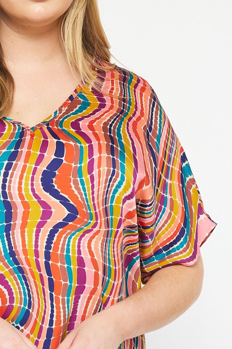 The McMann Kat Swirl V Neck Top Curve +