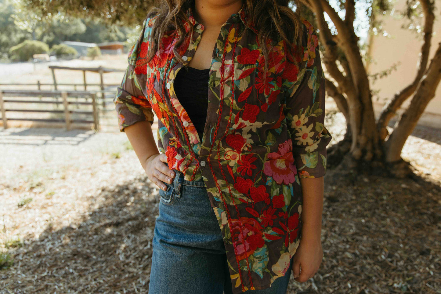 Sweeny Kat Brown Floral Button Up