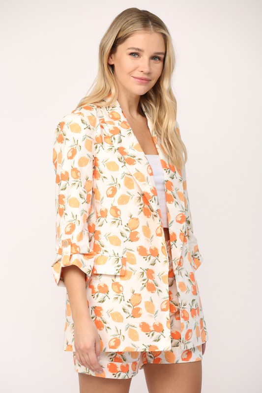 The Georgia Kat Peach Printed Blazer