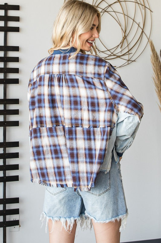 The Aubrey Kat Flannel Half Zip Pullover