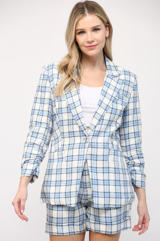 The Club Kat Plaid Linen Blazer