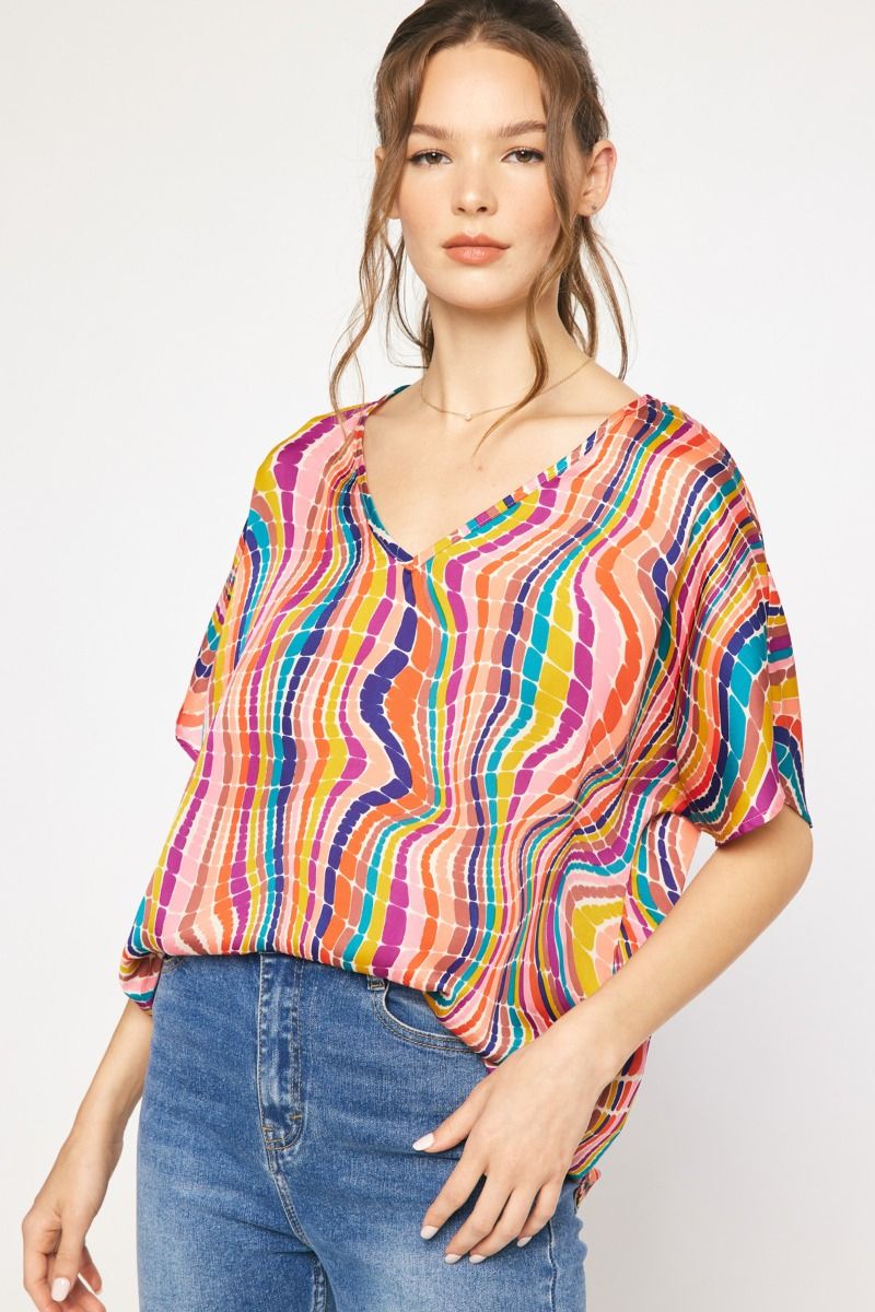 The McMann Kat Swirl V Neck Top