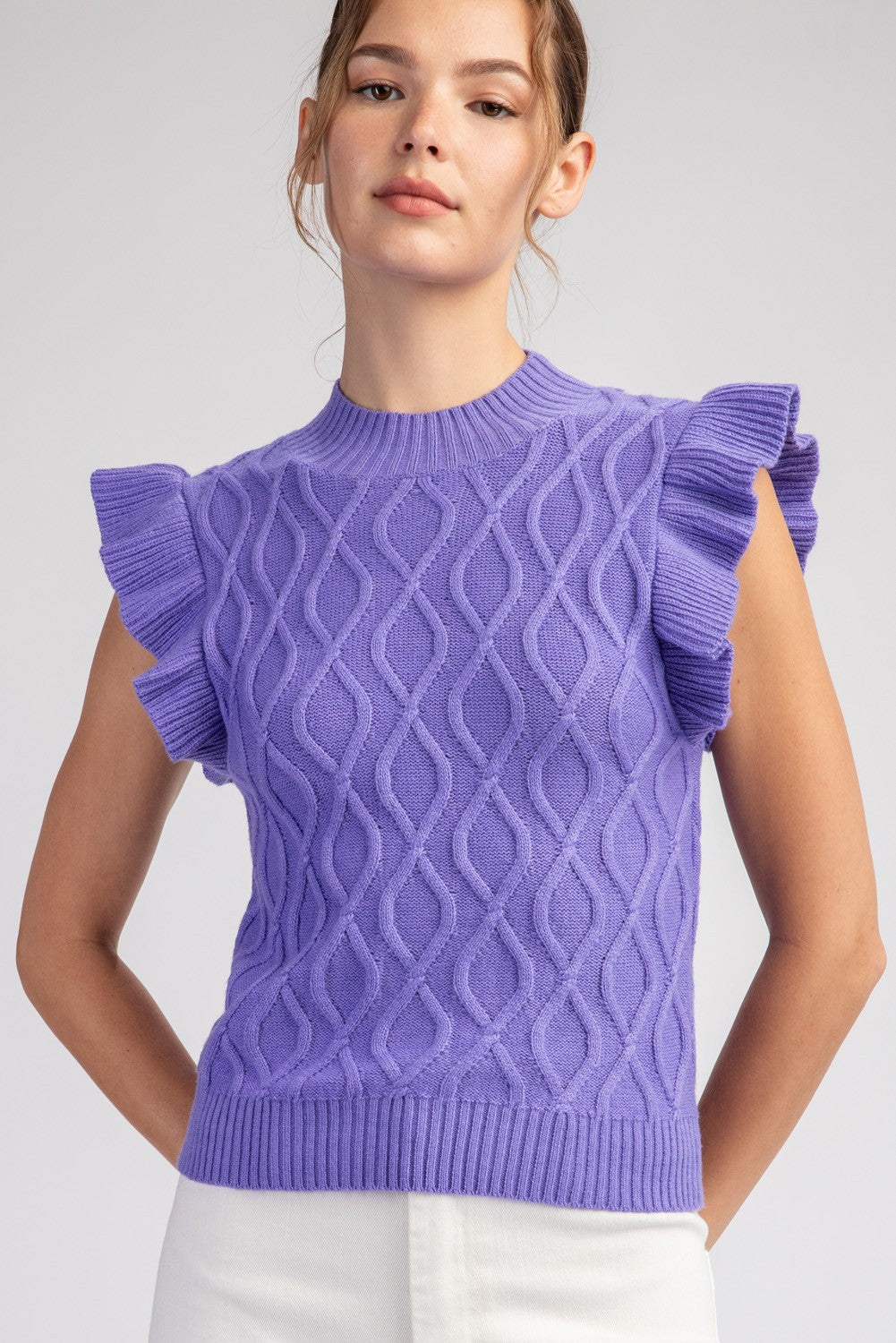 Jenny Kat Ruffle Textured Sleeveless Sweater