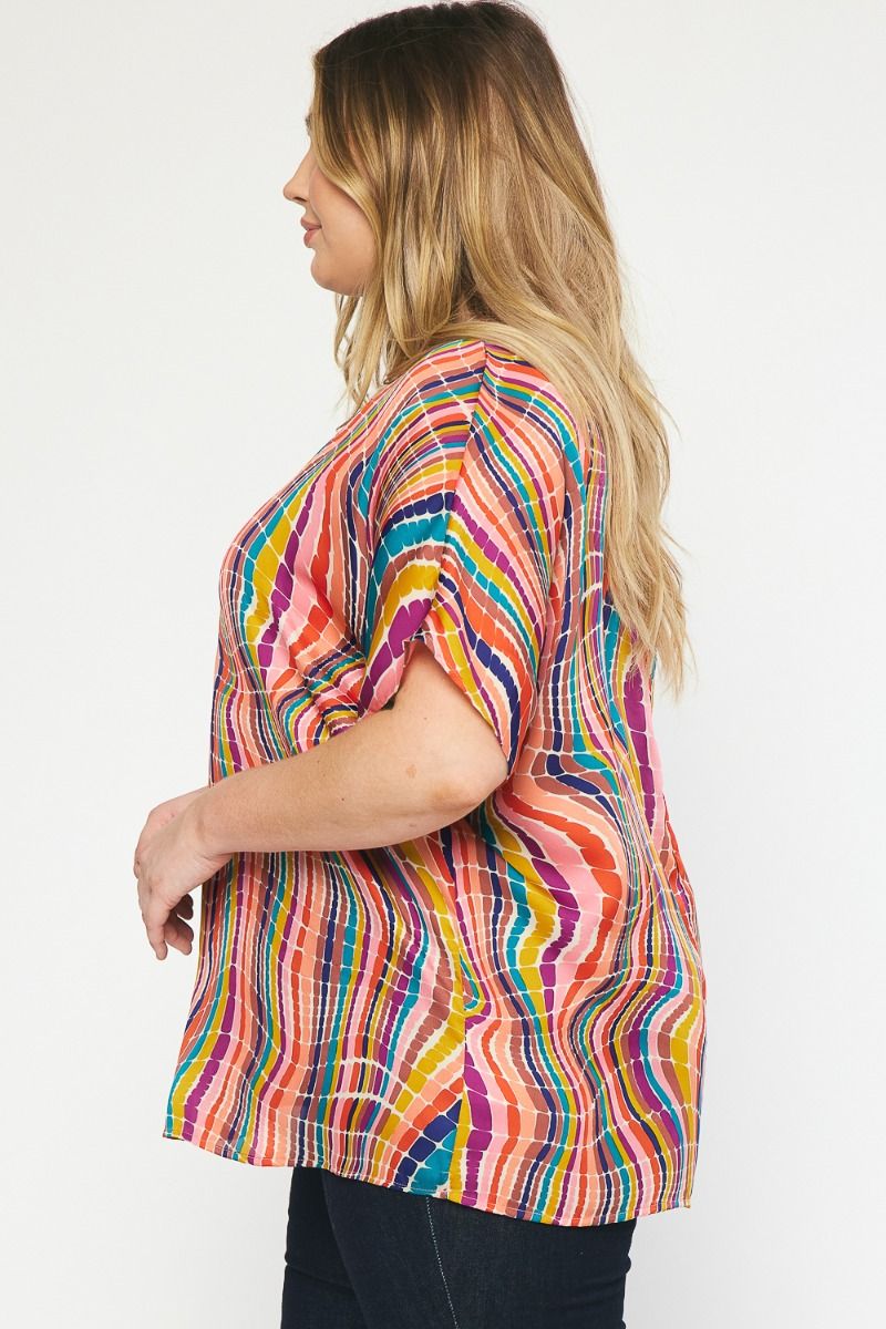 The McMann Kat Swirl V Neck Top Curve +