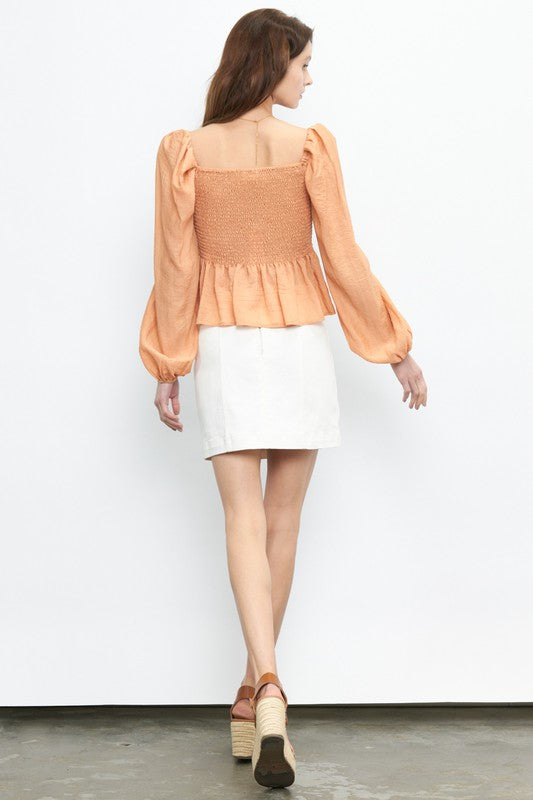 The Scheana Smocked Square Neck Blouse