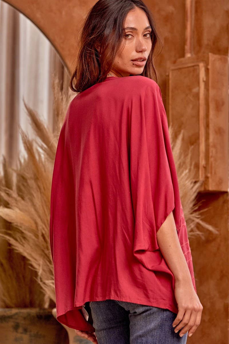 The Bella Schuyler Embroidered Tunic Top in Sedona Raspberry