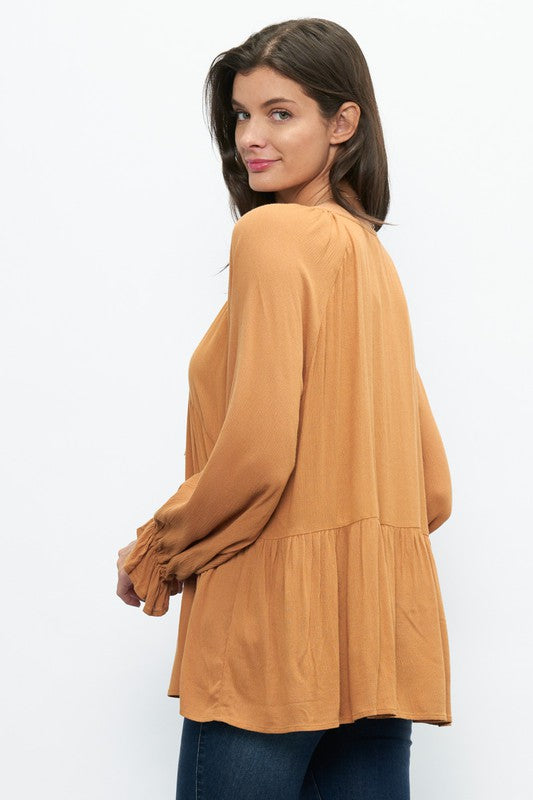 The Caldwell Kat Tassel Tie Blouse