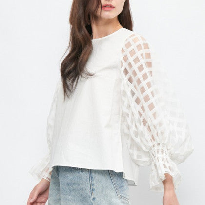 The Ainsworth Kat Paned Peplum Sleeve Blouse