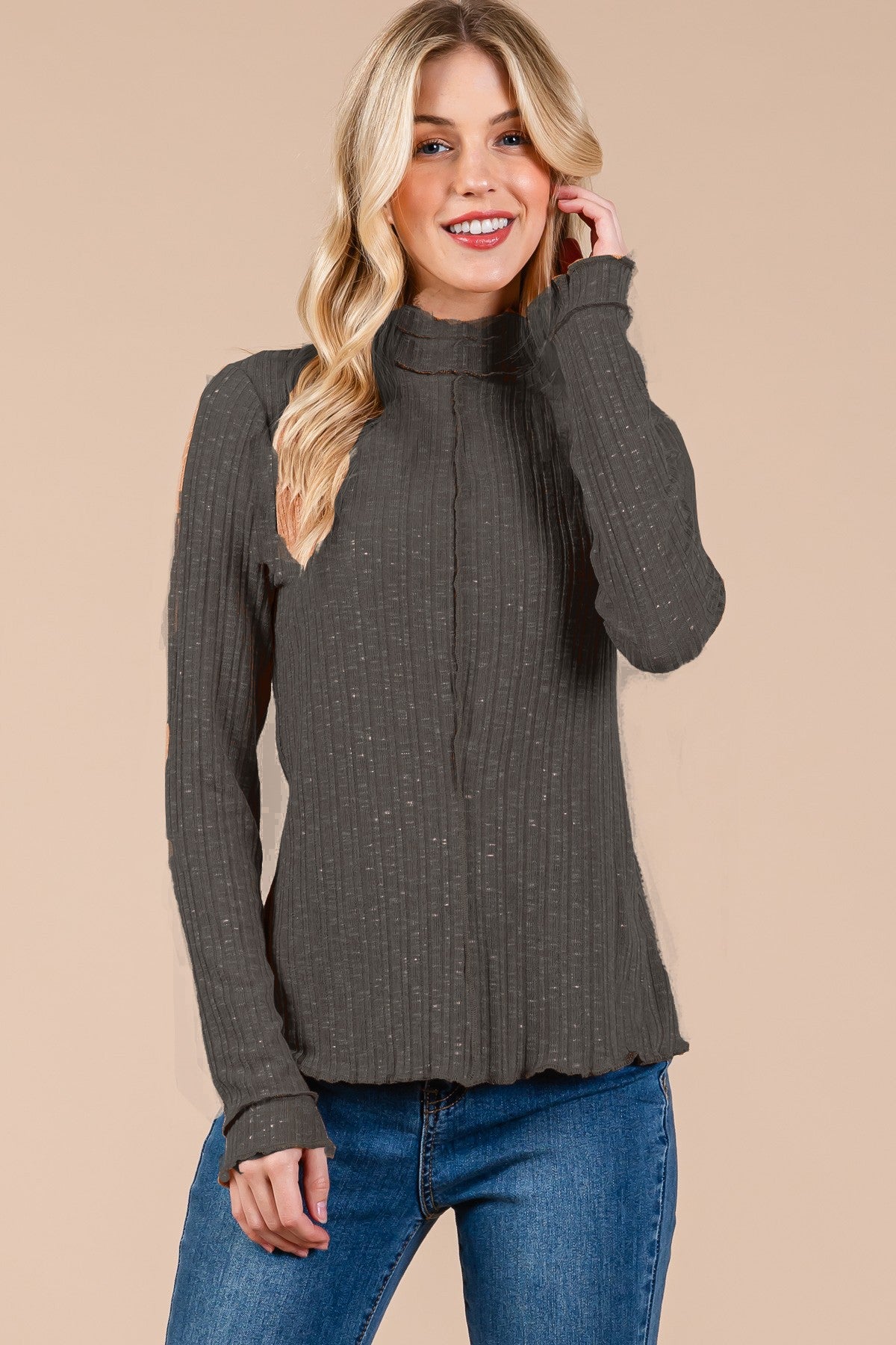 Jo Kat Long Sleeve Mock Neck Top